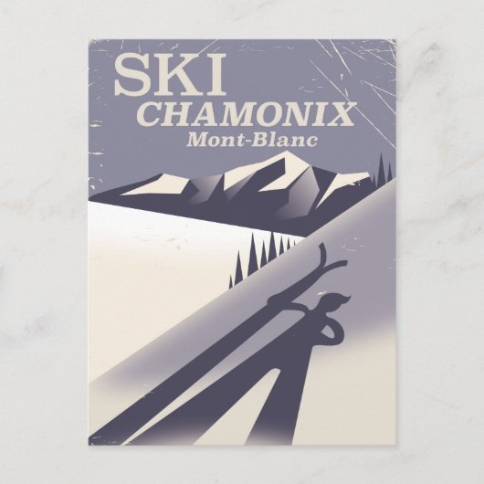 Chamonix-Mont-Blanc  Ski-poster Briefkaart (Voorkant)