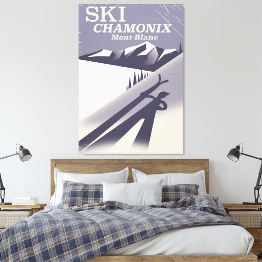 Chamonix-Mont-Blanc  Ski-poster Canvas Afdruk (Insitu (Slaapkamer))