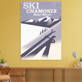 Chamonix-Mont-Blanc  Ski-poster Canvas Afdruk (Insitu (Woonkamer))