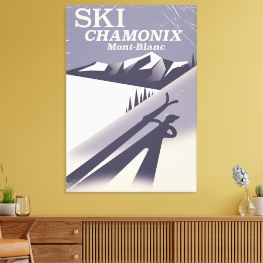 Chamonix-Mont-Blanc  Ski-poster Canvas Afdruk (Insitu (Woonkamer))