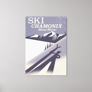 Chamonix-Mont-Blanc  Ski-poster Canvas Afdruk