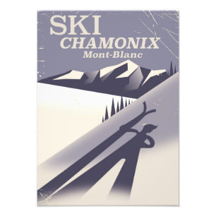 Chamonix-Mont-Blanc  Ski-poster Foto Afdruk
