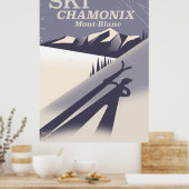 Chamonix-Mont-Blanc  Ski-poster Poster (Keuken)