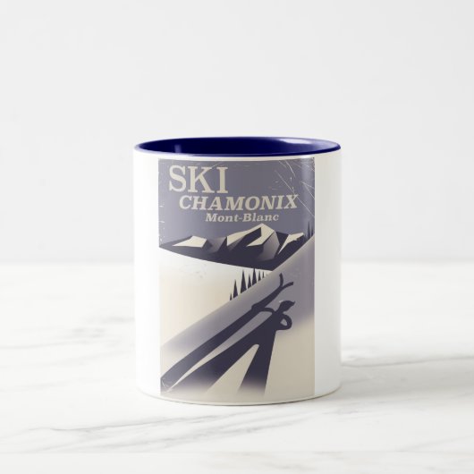 Chamonix-Mont-Blanc  Ski-poster Tweekleurige Koffiemok (Center)