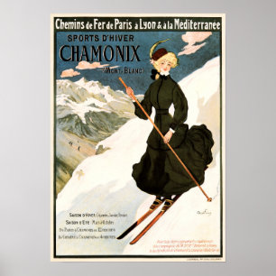 CHAMONIX Mont Blanc Ski Winter Sports Frankrijk Poster