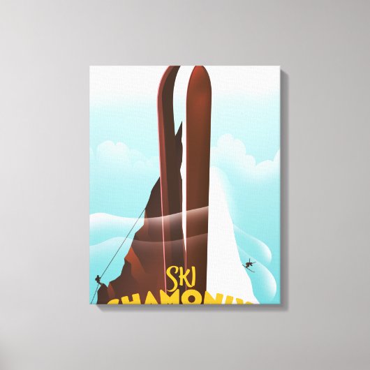 Chamonix-Mont-Blanc skiposter Canvas Afdruk (Voorkant)