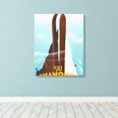 Chamonix-Mont-Blanc skiposter Canvas Afdruk (Insitu (Houten vloer))