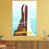 Chamonix-Mont-Blanc skiposter Canvas Afdruk (Insitu (Woonkamer))