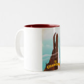 Chamonix-Mont-Blanc skiposter Tweekleurige Koffiemok (Voorkant links)