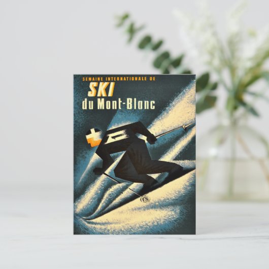 Chamonix Mont Blanc Sneeuw  Frans Ski Briefkaart (Staand voorkant)