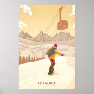 Chamonix Mont Blanc Snowboarden Reisposter Poster