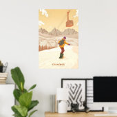 Chamonix Mont Blanc Snowboarden Reisposter Poster (Thuiskantoor)