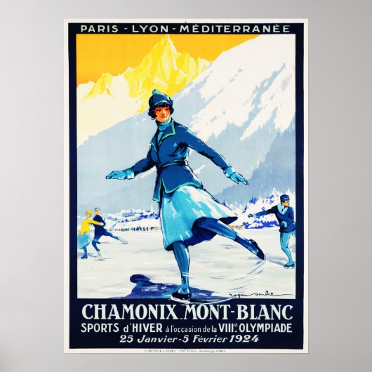 CHAMONIX Mont Blanc Sports D' Hiver Zwitserland Poster (Voorkant)
