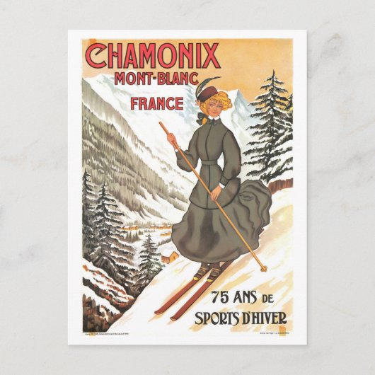  Chamonix Mont Blanc Travel Poster Briefkaart (Voorkant)