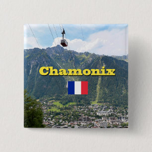 Chamonix - Mont Blanc Vierkante Button 5,1 Cm
