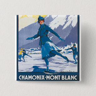 Chamonix-Mont Blanc Vierkante Button 5,1 Cm