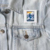  Chamonix Mont Blanc Vierkante Button 5,1 Cm (In situ)