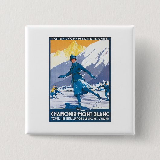  Chamonix Mont Blanc Vierkante Button 5,1 Cm (Voorkant)