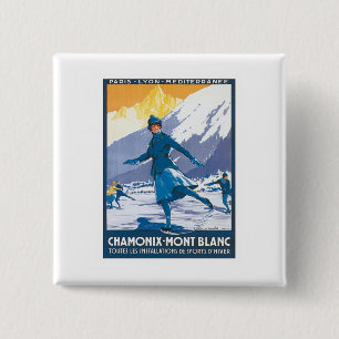 Chamonix Mont Blanc Vierkante Button 5,1 Cm