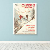 Chamonix Mont Blanc Vintage Franse Skiposter Canvas Afdruk (Insitu (Houten vloer))