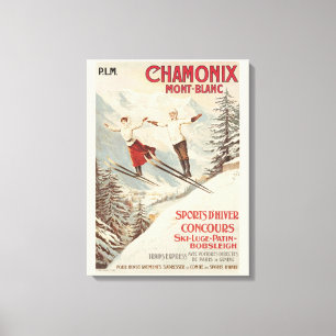 Chamonix Mont Blanc Vintage Franse Skiposter Canvas Afdruk