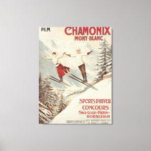 Chamonix Mont Blanc Vintage Franse Skiposter Canvas Afdruk