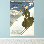 Chamonix Mont Blanc Vintage Franse Skiposter Canvas Afdruk (Insitu (Houten vloer))