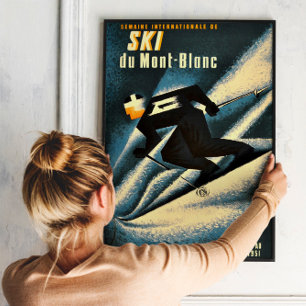 Chamonix Mont Blanc Vintage Franse Skiposter Poster