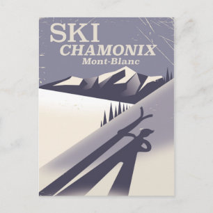 Chamonix-Mont-Blanc Vintage Ski-poster Briefkaart