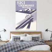 Chamonix-Mont-Blanc Vintage Ski-poster Canvas Afdruk (Insitu (Slaapkamer))
