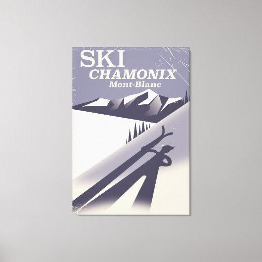 Chamonix-Mont-Blanc Vintage Ski-poster Canvas Afdruk (Voorkant)