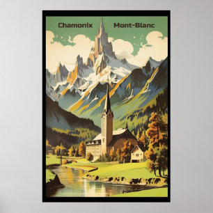 Chamonix, Mont Blank, Ski Poster
