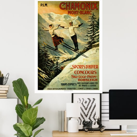  Chamonix Ski Poster (Thuiskantoor)