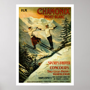  Chamonix Ski Poster