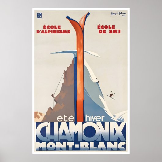 Chamonix Ski Poster Mont Blanc Kunst Frankrijk Rei (Voorkant)