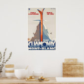 Chamonix Ski Poster Mont Blanc Kunst Frankrijk Rei (Keuken)