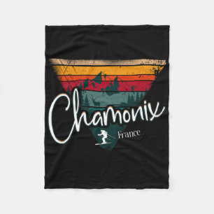 Chamonix Ski Resort Frankrijk Alpine Skiën Vintage Fleece Deken
