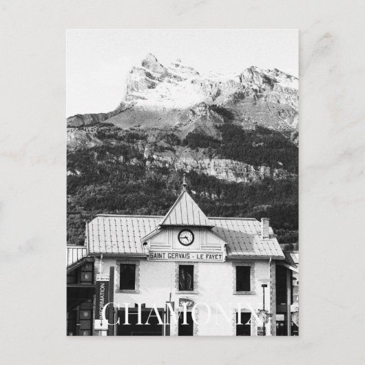 Chamonix Ski Resort Station France Mont Blanc (BW) Briefkaart (Voorkant)
