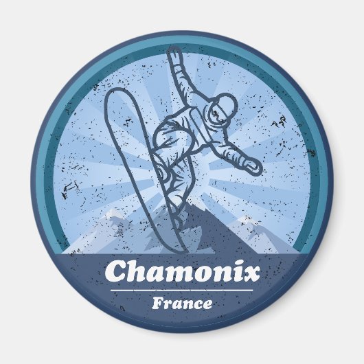 Chamonix Skigebied - Snowboard Magneet (Voorkant)