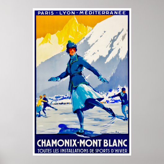Chamonix Skiposter Mont Blanc Kunst IJsschaatsen Poster (Voorkant)