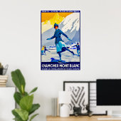 Chamonix Skiposter Mont Blanc Kunst IJsschaatsen Poster (Thuiskantoor)