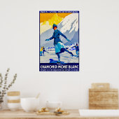 Chamonix Skiposter Mont Blanc Kunst IJsschaatsen Poster (Keuken)