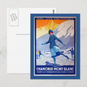 Chamonix, Zwitserland Vintage Travel Poster Briefkaart (Voorkant / Achterkant)
