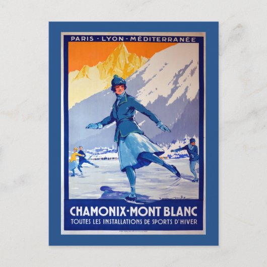 Chamonix, Zwitserland Vintage Travel Poster Briefkaart (Voorkant)