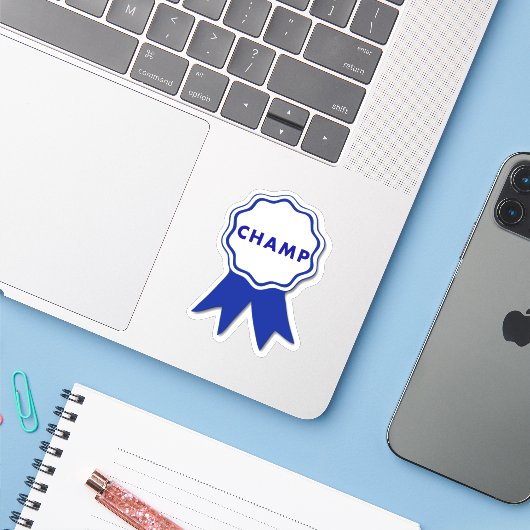Champ Blue Lint Sticker (Laptop met iPhone)
