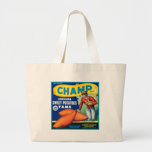  Champ Brand Sweet Potates Ad Grote Tote Bag (Voorkant)