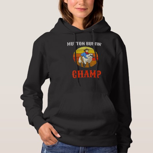 Champ Buster Sheep Riding Mutton Busting Hoodie (Voorkant)