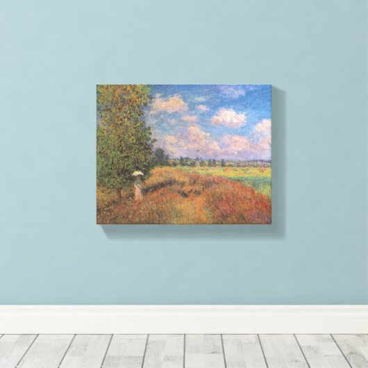 Champ de Coquelicots - Claude Monet - c1875 Canvas Afdruk (Insitu (Houten vloer))