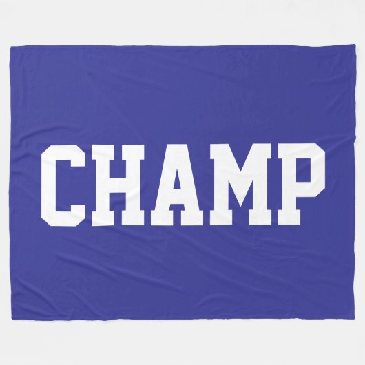 CHAMP Leuke sportieve witte tekst op diepe donkerb Fleece Deken (Voorkant (Horizontaal))