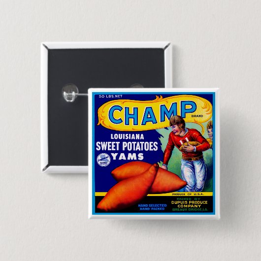 Champ Sweet-aardappelen Vierkante Button 5,1 Cm (Voorkant /achterkant)